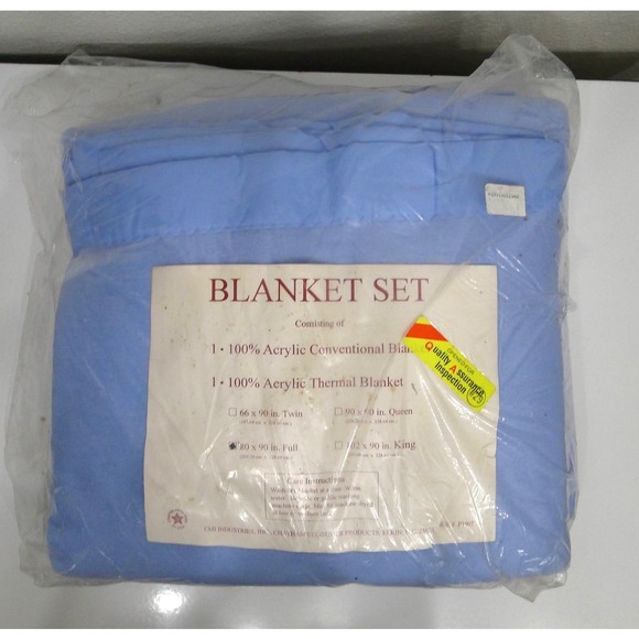 Chatham Other - Chatham CMI Industries Blue Acrylic Blanket Set Full 80x90 Thermal Conventional